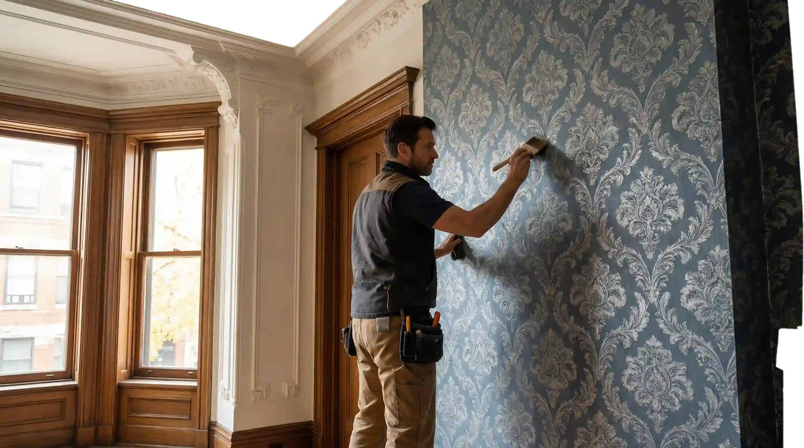 Historic home wallpaper restoration and preservation in Uptown Dallas