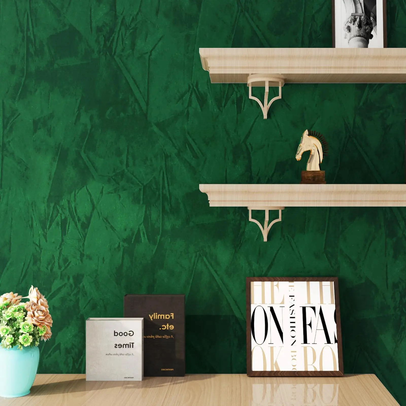 Wallpaper installation process by professional hanger in Bishop Arts District, Dallas