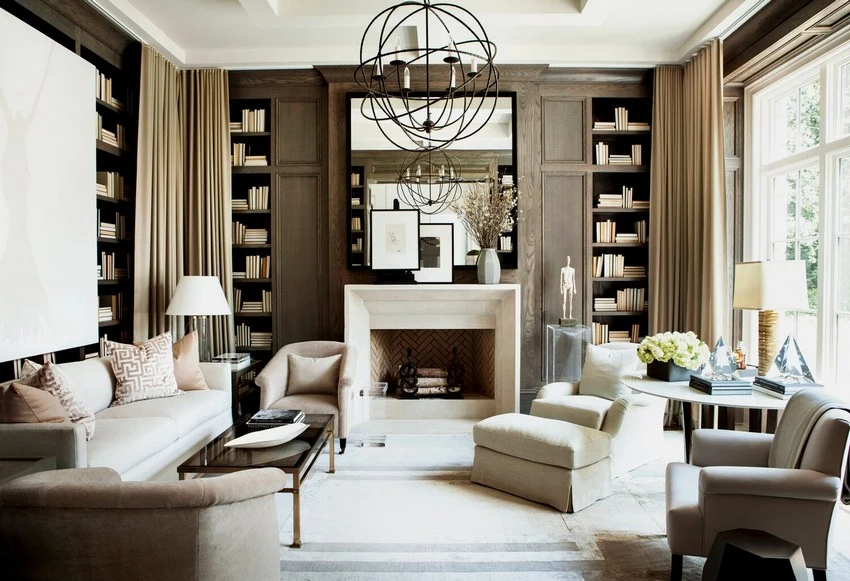 Wallpaper installer carefully applying wallcovering in Oak Lawn, Dallas